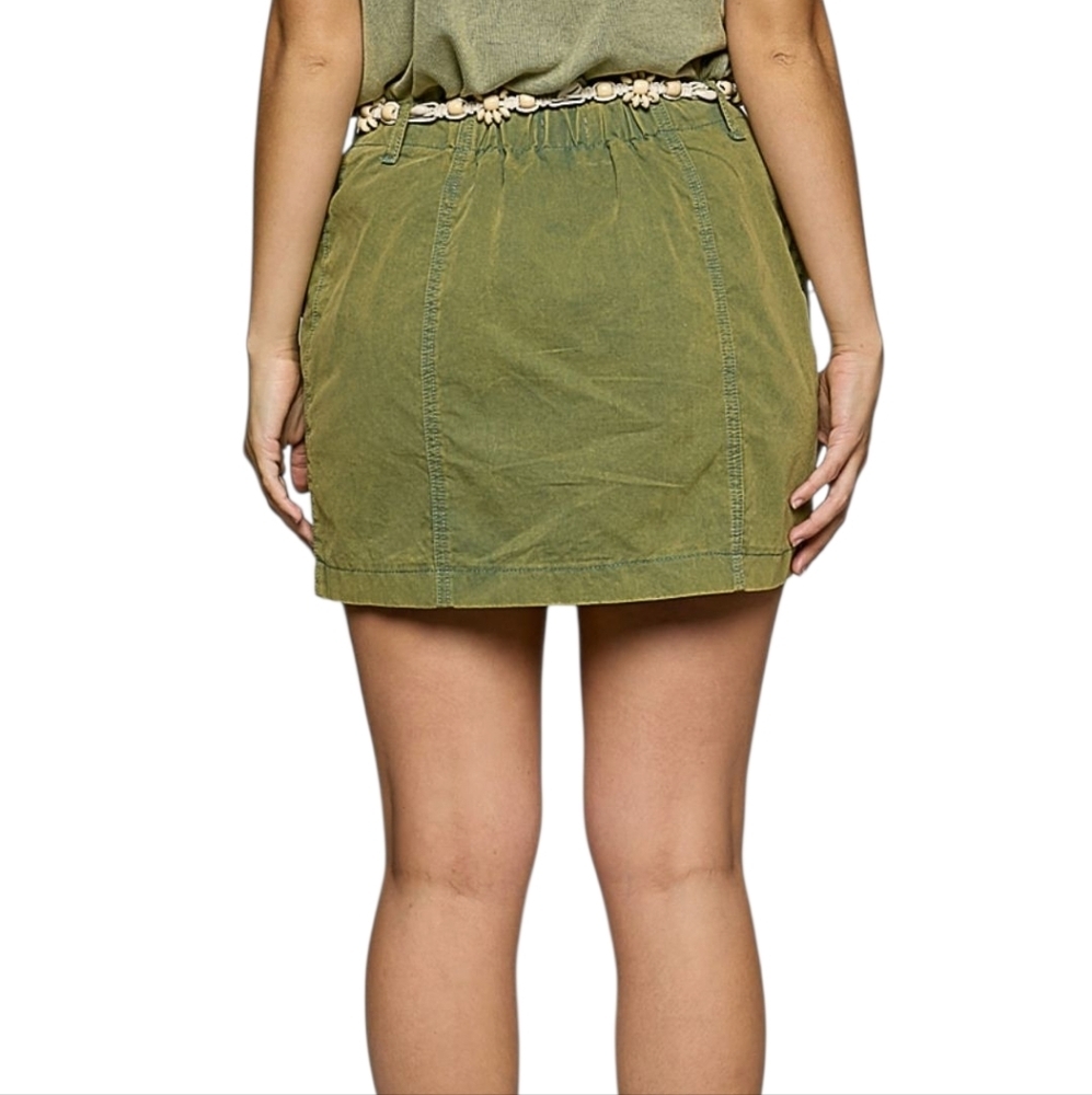 Pol Olive Green Women's Utility Mini Skirt, New. S,M,L - Picture 4 of 4